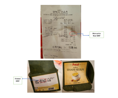 Overcharging Above Printed MRP of Ice Cream
