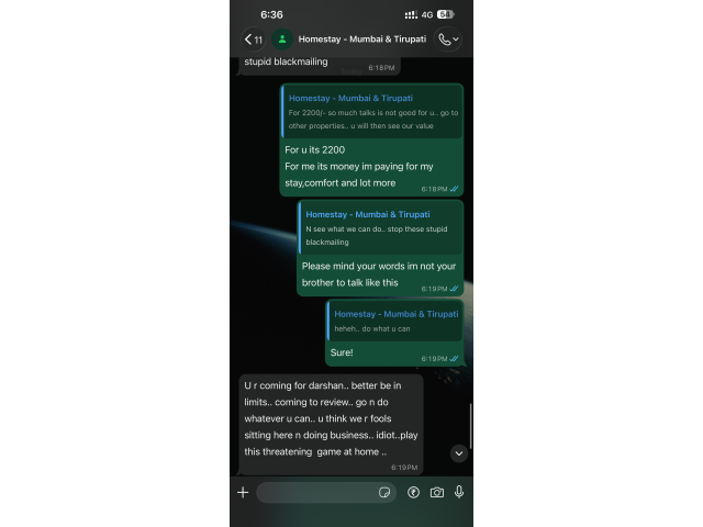 Rude behaviour with customer and demanding money