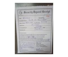 Payment of security deposit Rs.5000/- made and amount not refunded