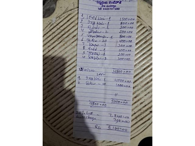 Tent House consuming bill Tent House consuming bill